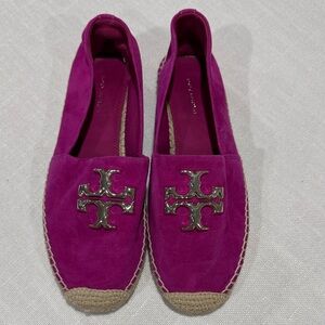 Tory Burch Fuchsia Espadrilles with Silver Logo